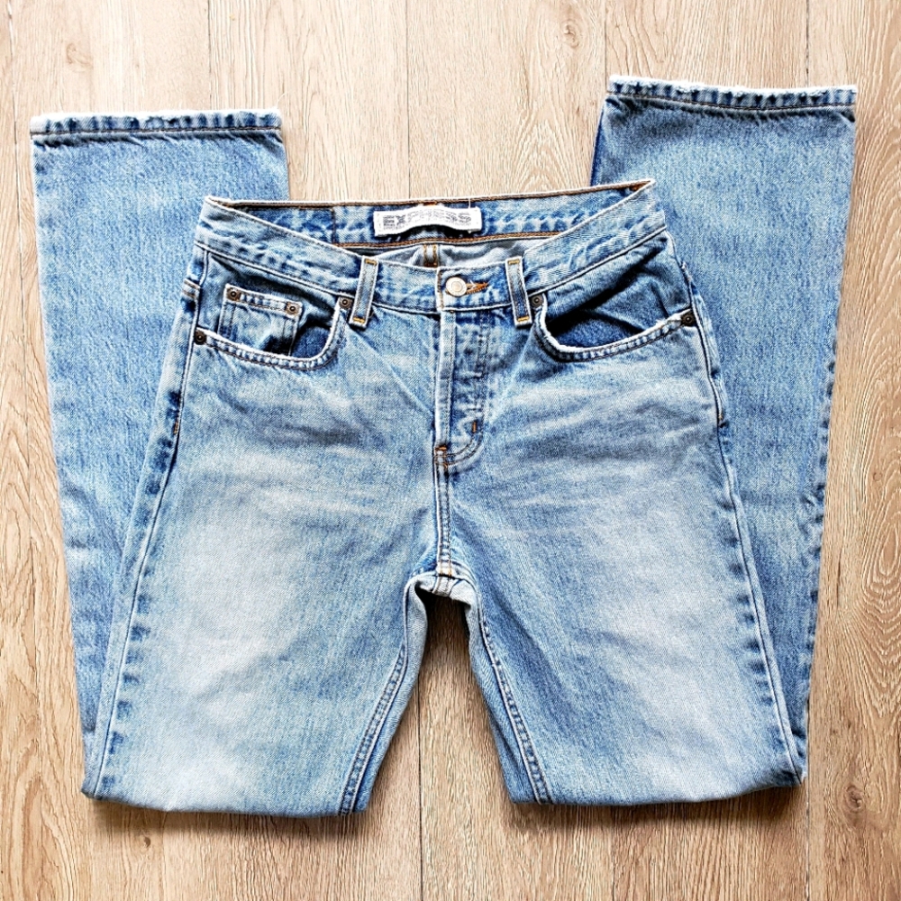 VTG Express size 4 Precision Fit straight leg jeans Y2K button fly denim